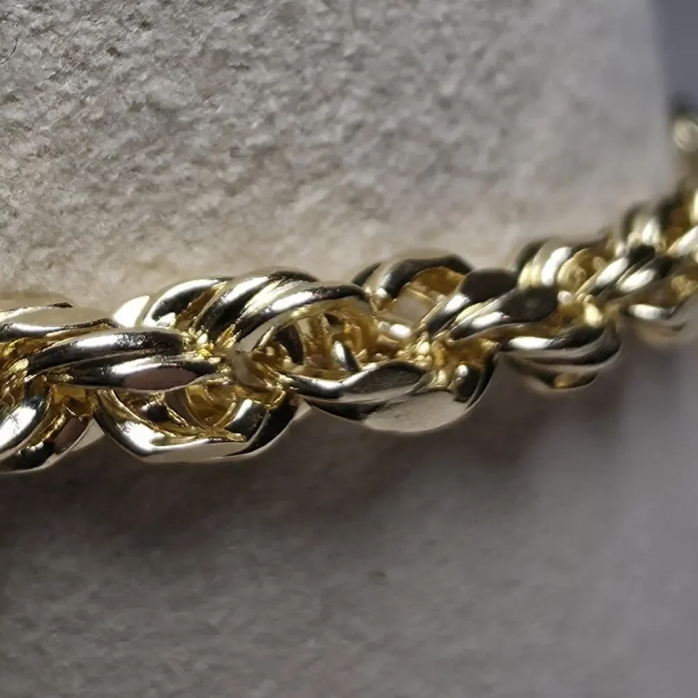 10k Yellow Gold Diamond Cut Hollow Rope Bracelet 8